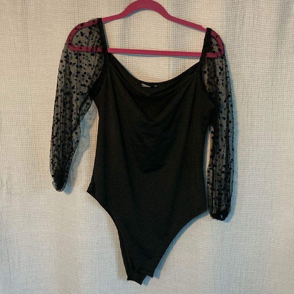 Bodysuit with sheer sleeves